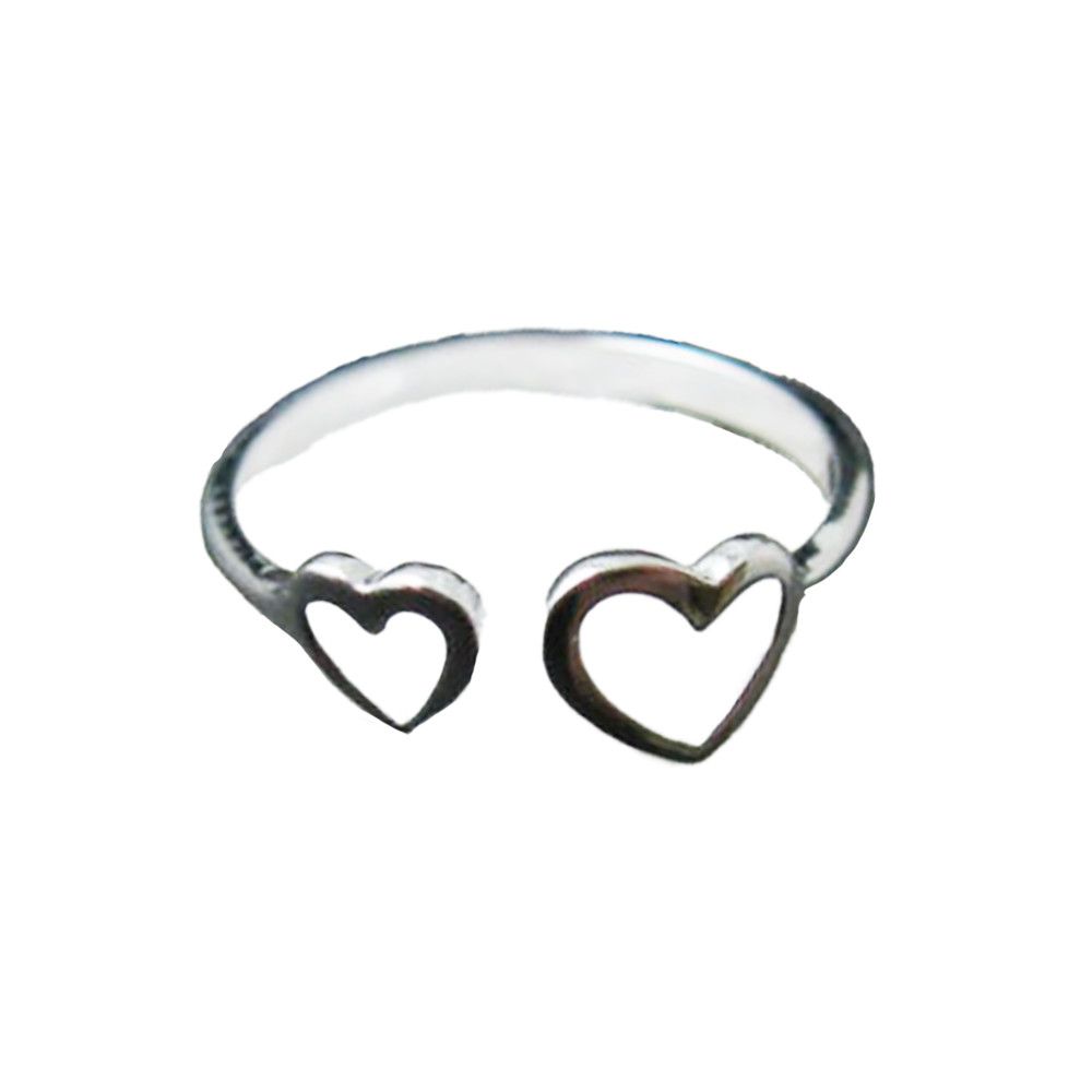 SILVER DOUBLE HEART CUFF RING