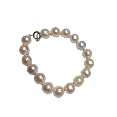 SILVER 10MM PEARL BRACELET
