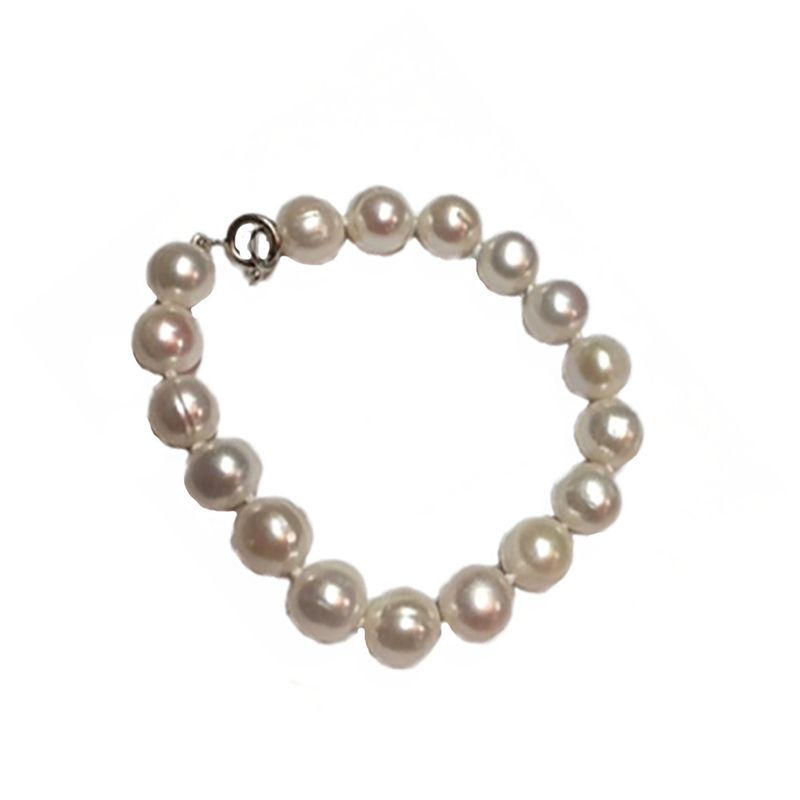 SILVER 10MM PEARL BRACELET