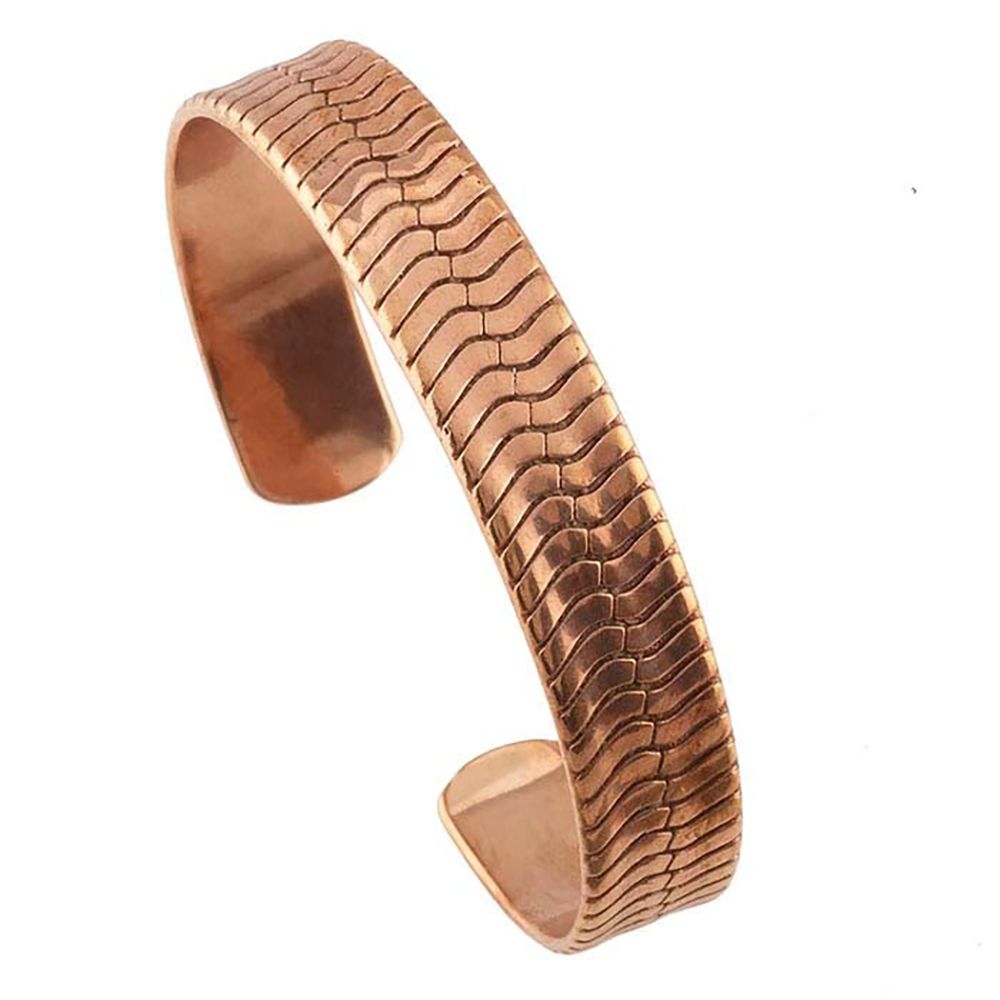 COPPER ROLLED HERRINGBONE CUFF BRACELET
