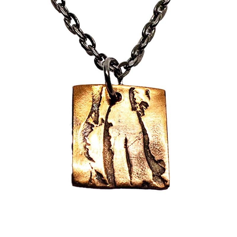 COPPER OXIDIZED ROLLED SQUARE NECKLACE
