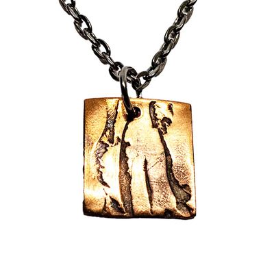 COPPER OXIDIZED ROLLED SQUARE NECKLACE