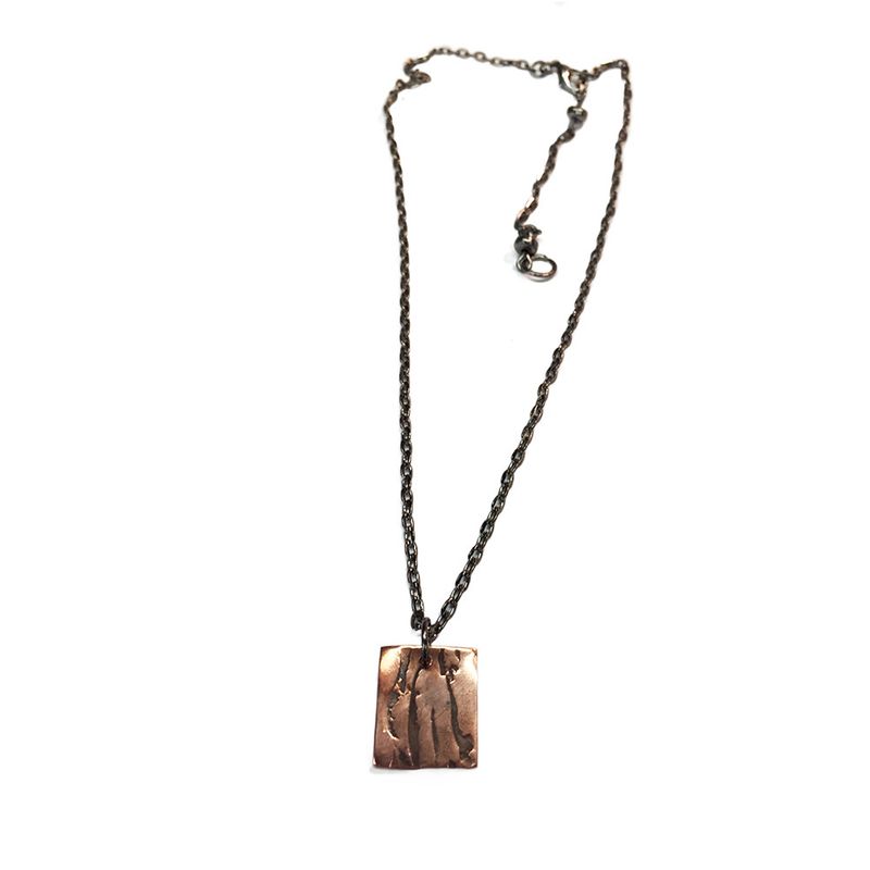 COPPER OXIDIZED ROLLED SQUARE NECKLACE