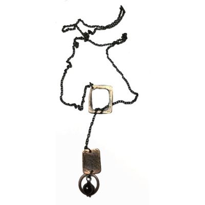 BRONZE OXIDIZED SQUARE &amp; ROUND LARIAT
