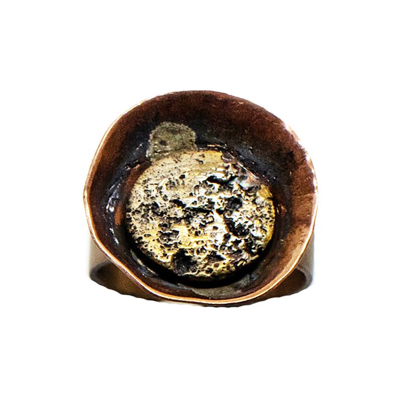 MIXED METALS ROUND CONCAVED RING