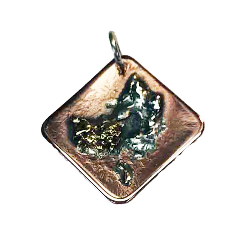 MIXED METALS OVERLAY DIAMOND SHAPE PENDANT