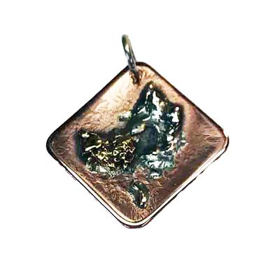 MIXED METALS OVERLAY DIAMOND SHAPE PENDANT