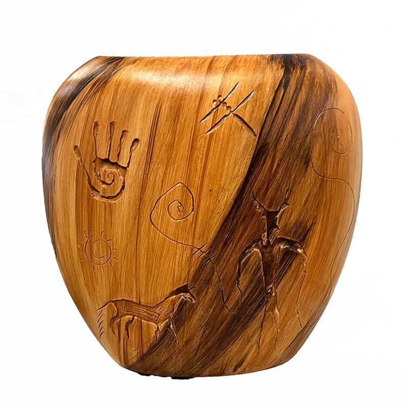 "WHITE SAGE" Petroglyph Pottery 8.5”x8.5”x3”
