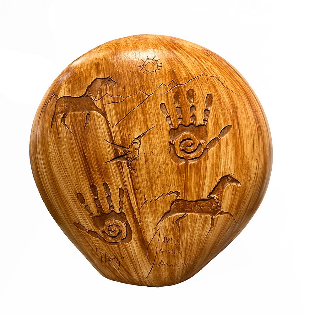 "KOKOPELLI MEMORIES" Petroglyph Pottery 12x11x3