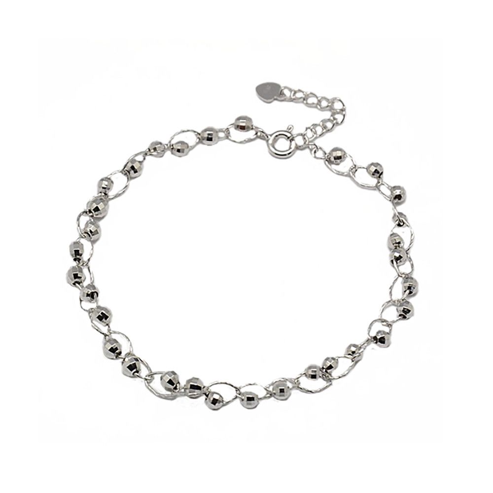 SILVER TEXTURED BALL AND WIRE LINKED BRACELET