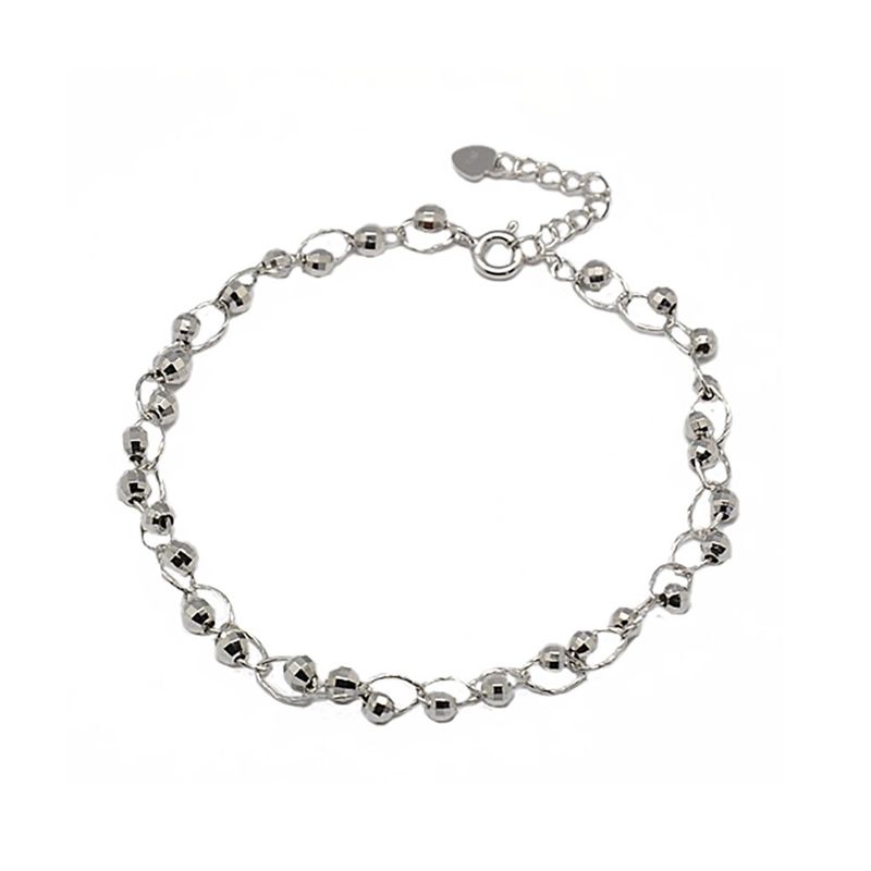 SILVER TEXTURED BALL AND WIRE LINKED BRACELET