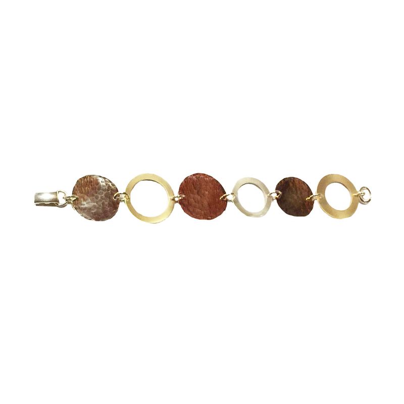 MIXED METALS SMOOTH &amp; HAMMERED ROUND BRACELET