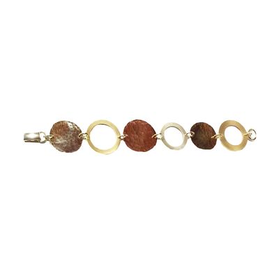 MIXED METALS SMOOTH & HAMMERED ROUND BRACELET