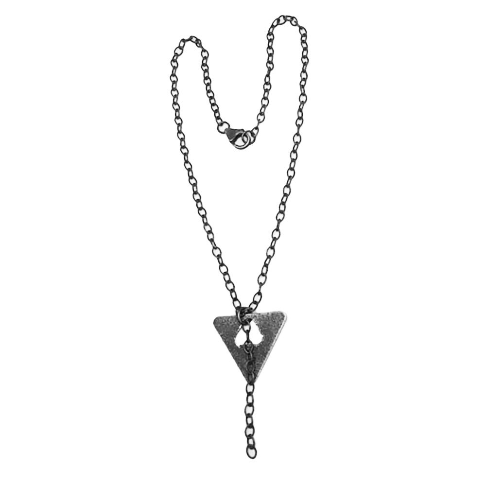 SILVER OXIDIZED TRIANGLE TEXTURED NECKLACE