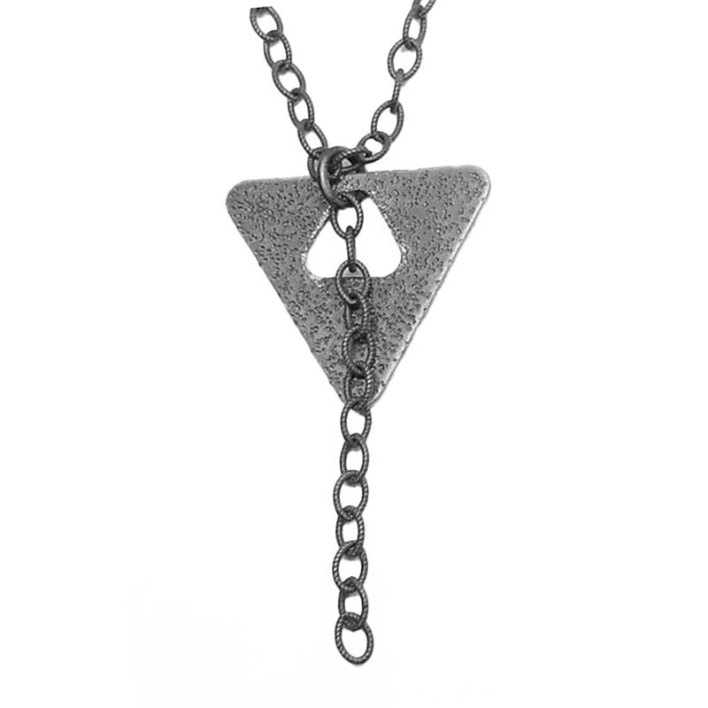 SILVER OXIDIZED TRIANGLE TEXTURED NECKLACE