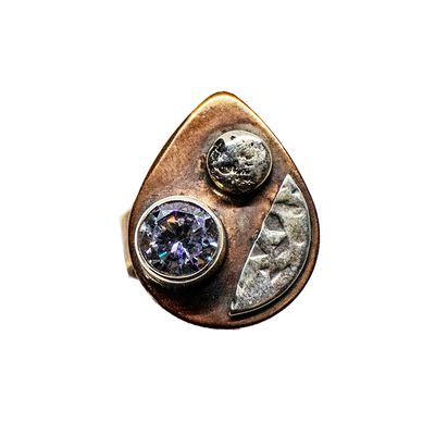MIXED METALS TEARDROP CZ RING
