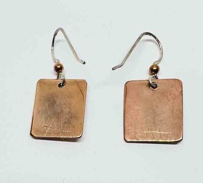 MIXED METALS RECTANGLE OVERLAY EARRINGS