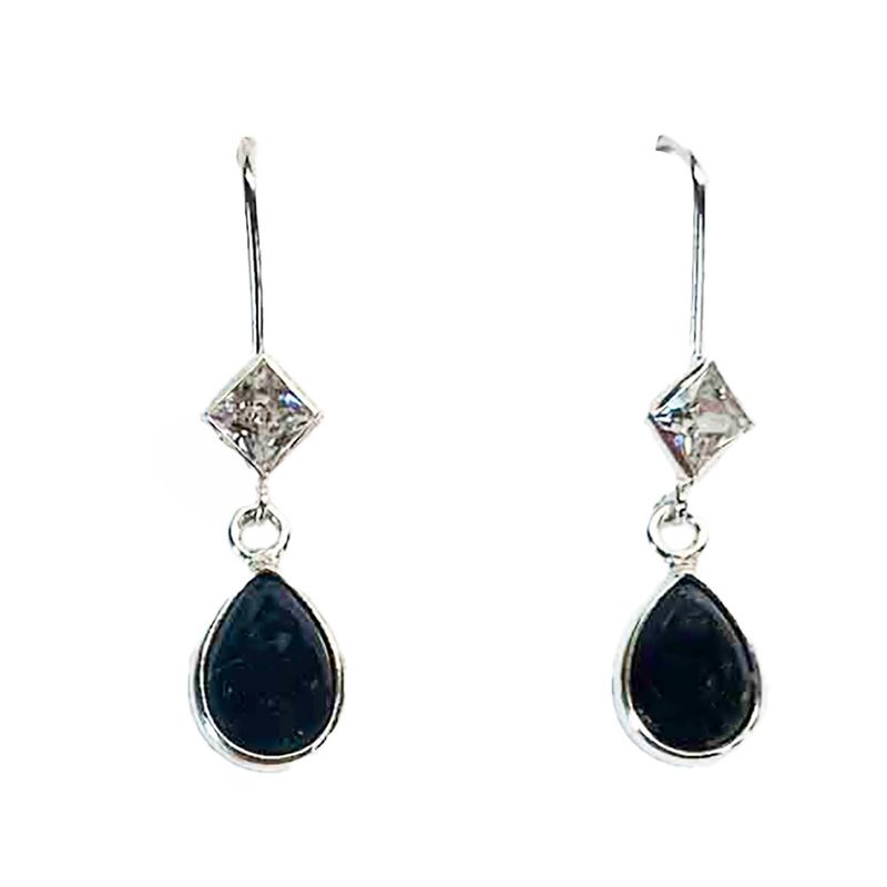 SILVER SAPPHIRE &amp; CZ EARRINGS