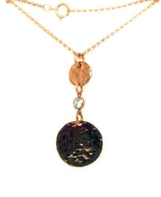 GOLD-FILLED HAMMERED &amp; CZ NECKLACE