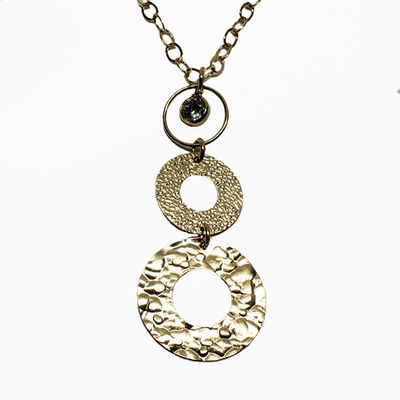 GOLD-FILLED TEXTURED DISCS & CZ NECKLACE GOLD-FILLED TEXTURED DISCS & CZ NECKLACE