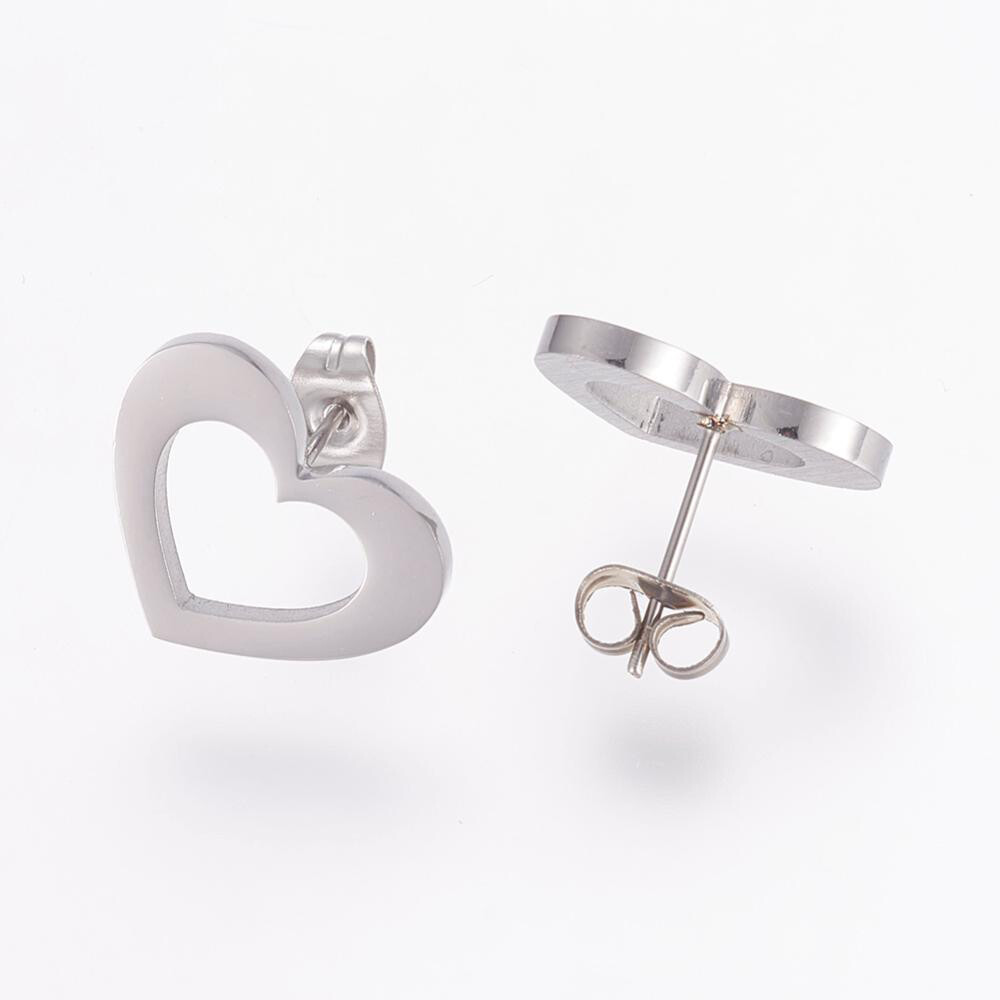 SILVER STAINLESS OPEN HEART EARRINGS FJEA2