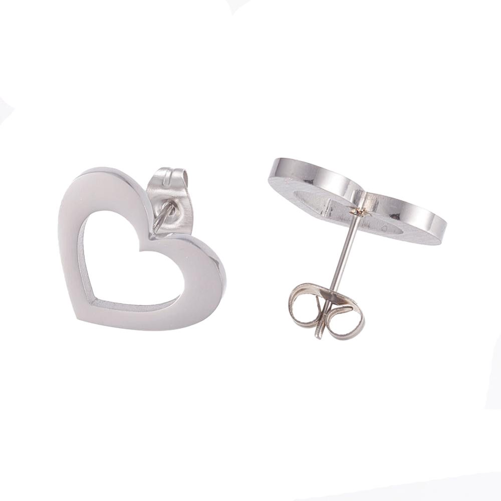 SILVER STAINLESS OPEN HEART EARRINGS FJEA2