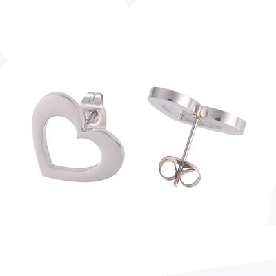 SILVER STAINLESS OPEN HEART EARRINGS FJEA2