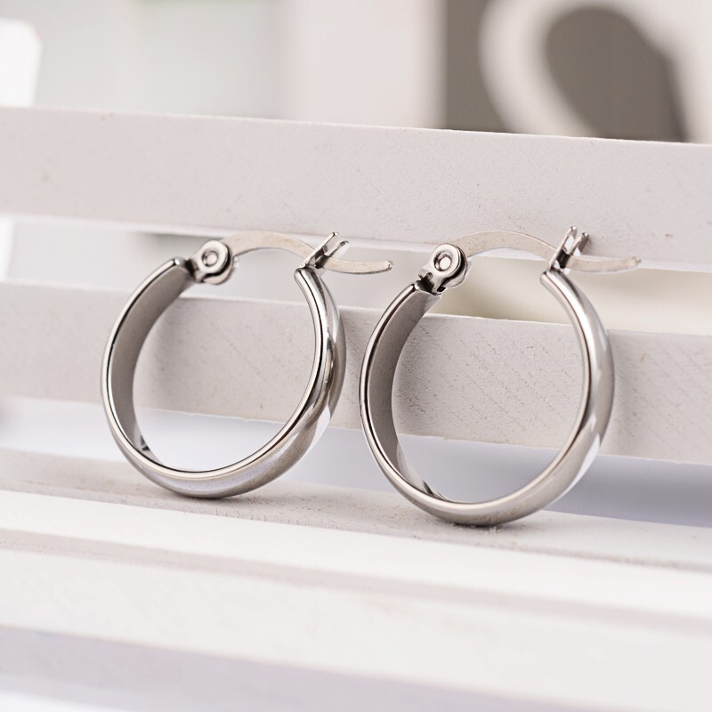 SILVER STAINLESS 20.5MM HOOP EARRINGS