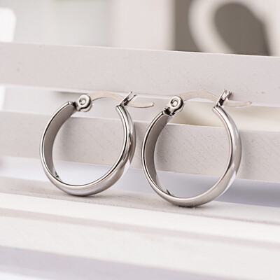 SILVER STAINLESS 20.5MM HOOP EARRINGS
