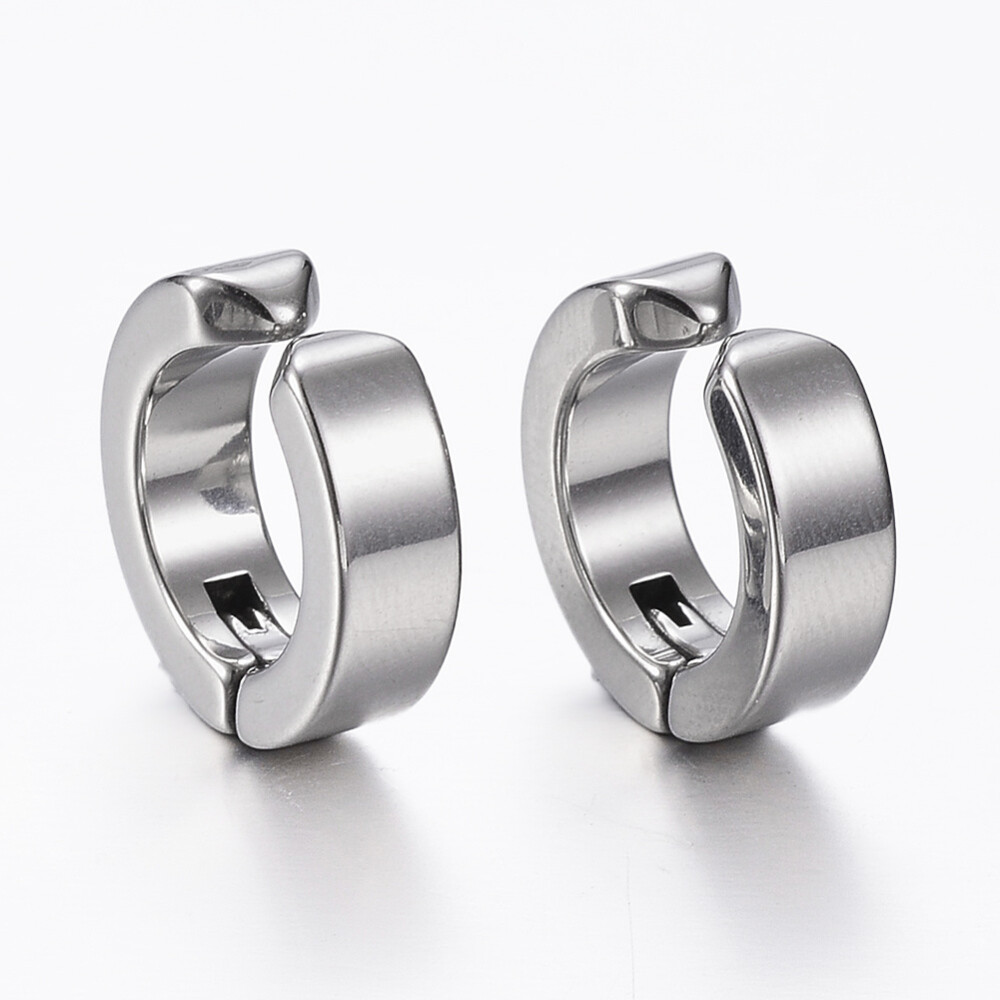 SILVER STAINLESS 13MM HOOP CLIP EARRINGS