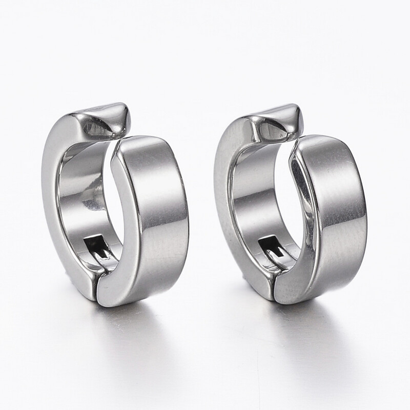 SILVER STAINLESS 13MM HOOP CLIP EARRINGS