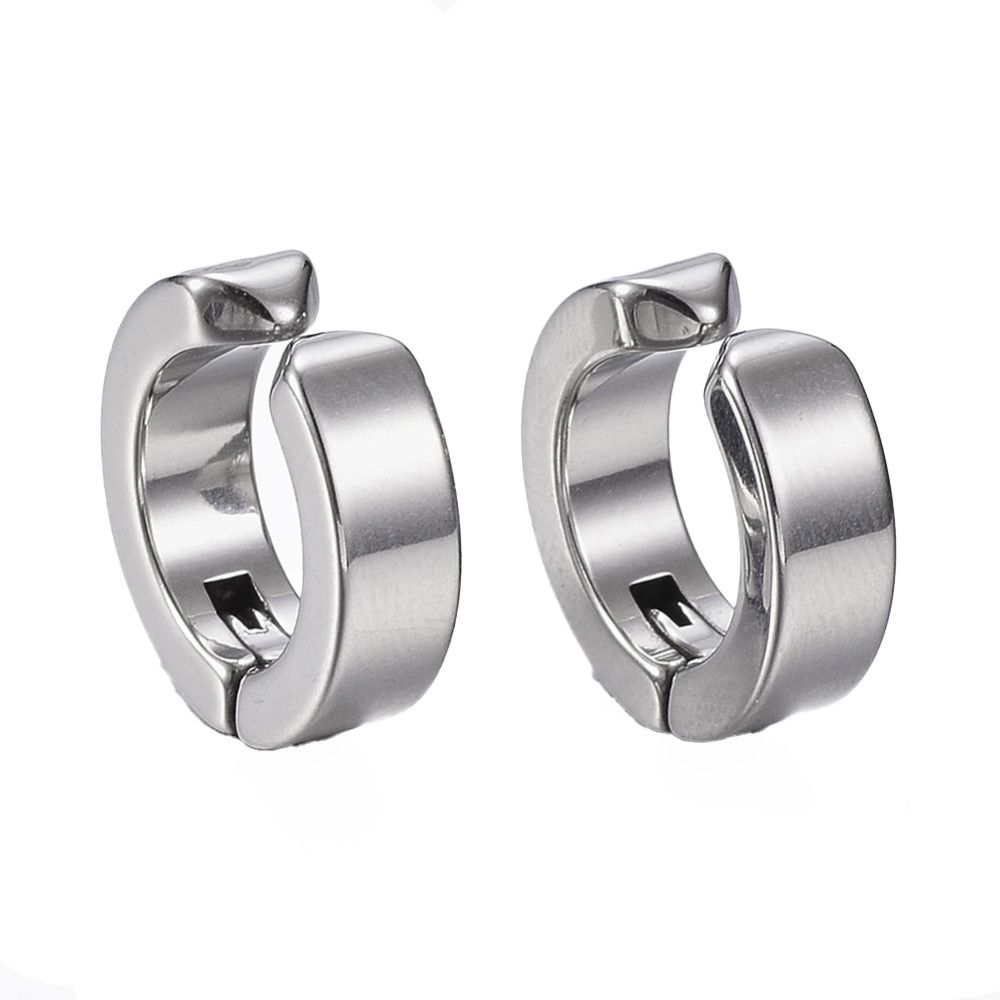 SILVER STAINLESS 13MM HOOP CLIP EARRINGS