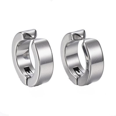 SILVER STAINLESS 13MM HOOP CLIP EARRINGS