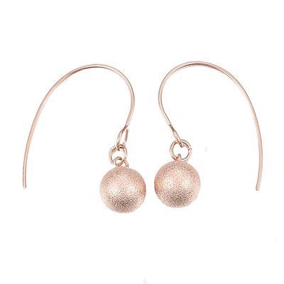 ROSE STAINLESS TEXTURED BALL EARRINGS