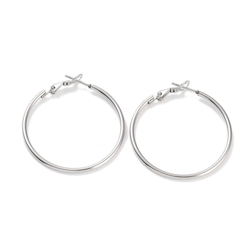 SILVER STAINLESS 40MM HOOP EARRINGS
