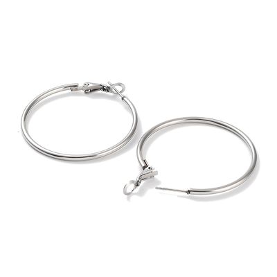 SILVER STAINLESS 40MM HOOP EARRINGS