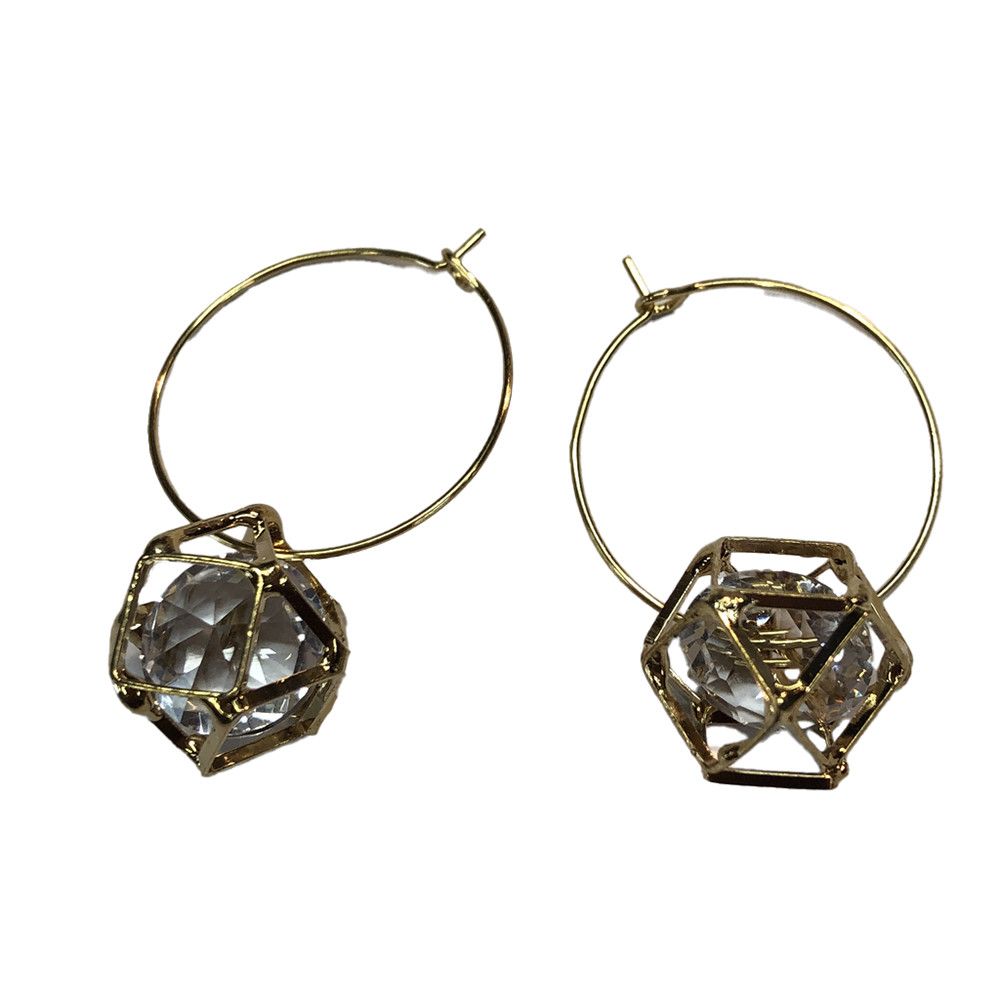 GOLD STAINLESS CZ HOOP EARRINGS