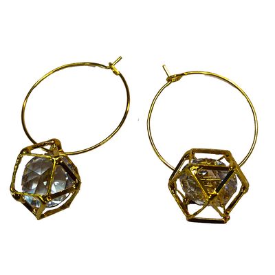GOLD STAINLESS CZ HOOP EARRINGS