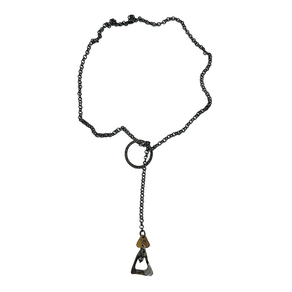 BRONZE OXIDIZED TEXTURED LINKS LARIAT