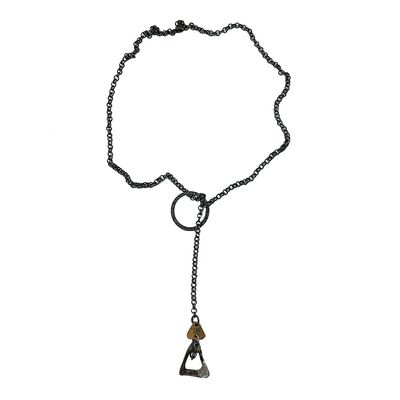 BRONZE OXIDIZED TEXTURED LINKS LARIAT