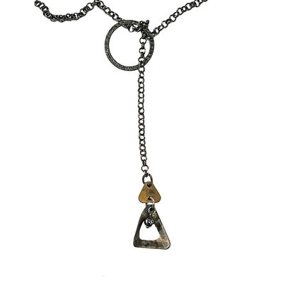 BRONZE OXIDIZED TEXTURED LINKS LARIAT