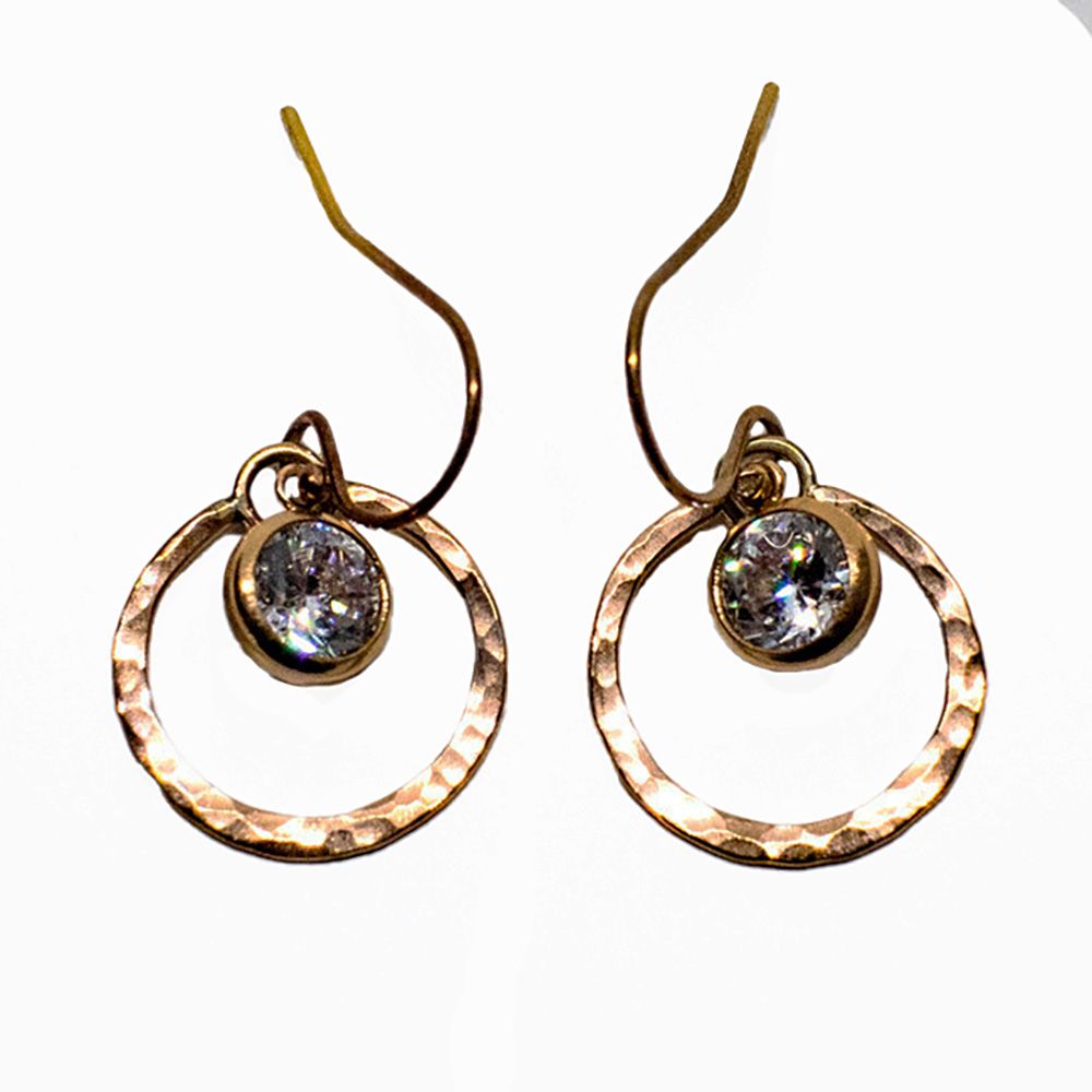 GOLD-FILLED CZ DISC EARRINGS