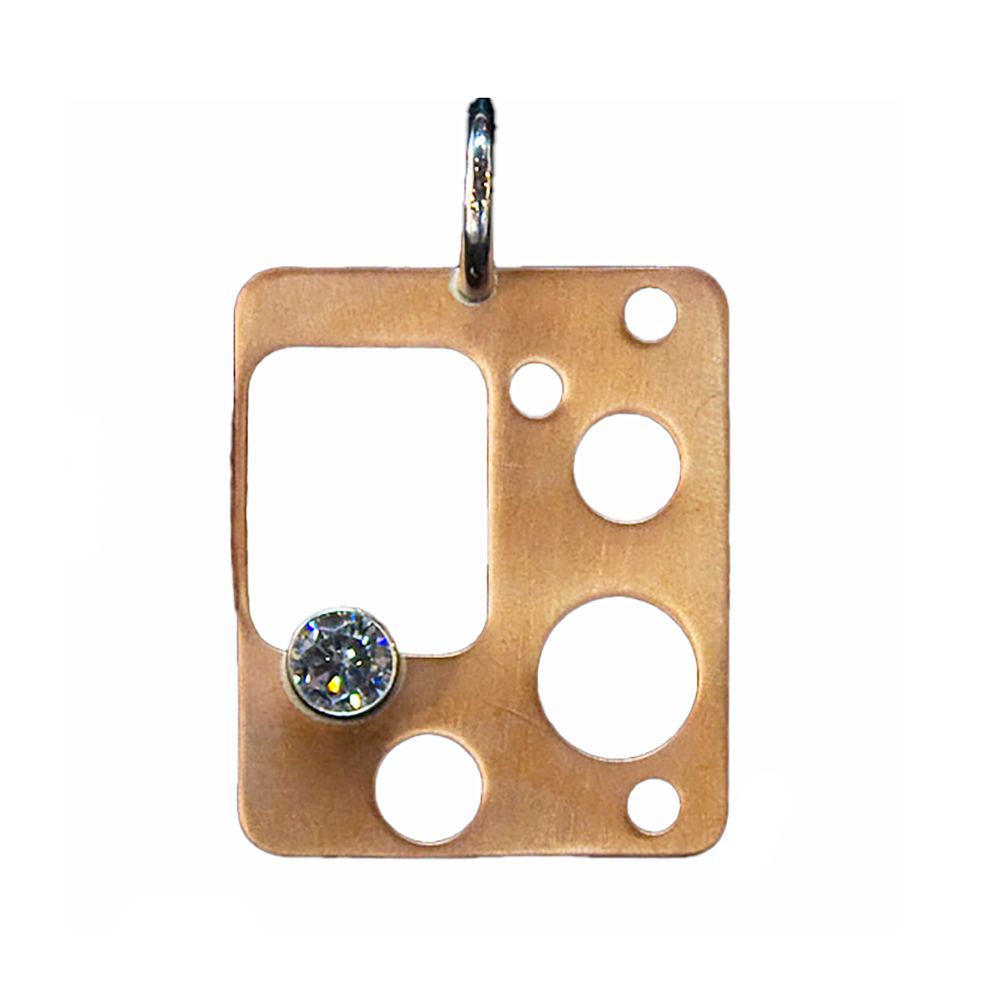 MIXED METALS CZ CUT-OUT PENDANT