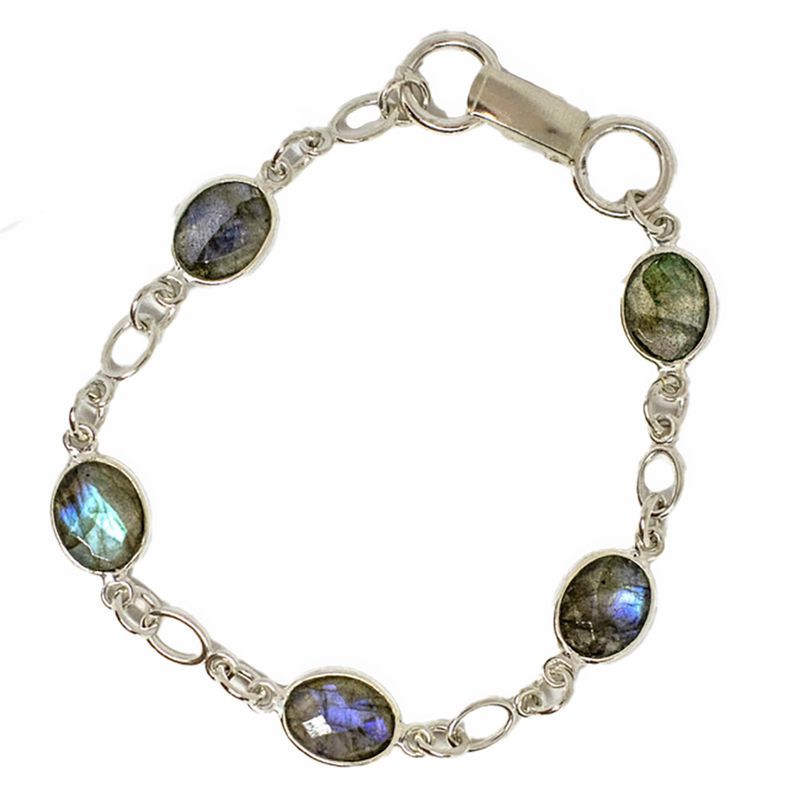 SILVER LABRADORITE OVAL BRACELET
