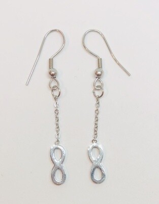 SILVER STAINLESS INFINITY EARRINGS FJEE1 SILVER STAINLESS INFINITY EARRINGS FJEE1