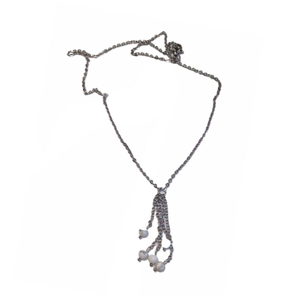 SILVER STAINLESS HOWLITE NECKLACE