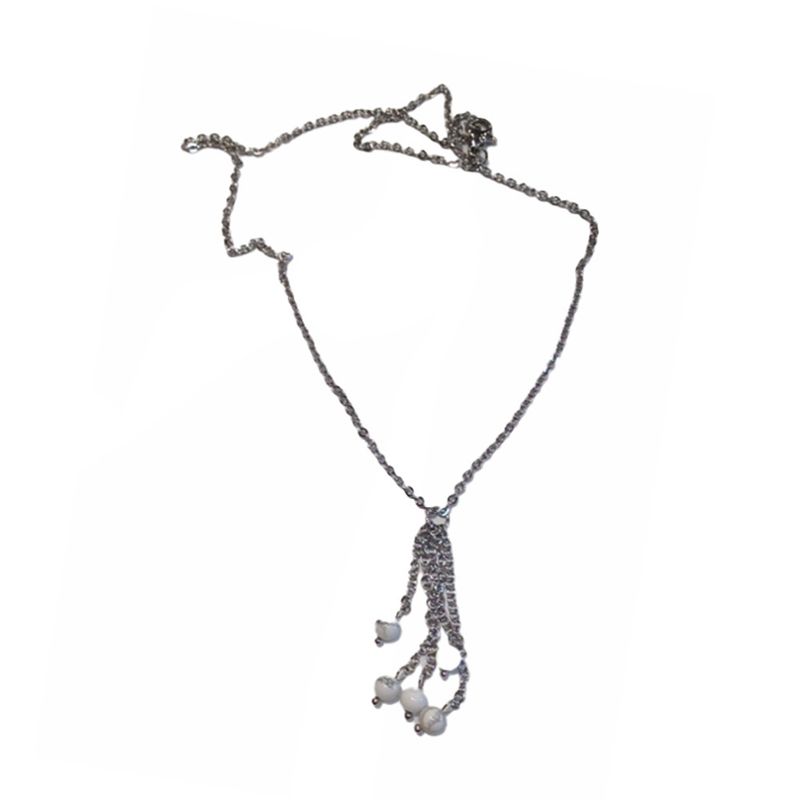 SILVER STAINLESS HOWLITE NECKLACE
