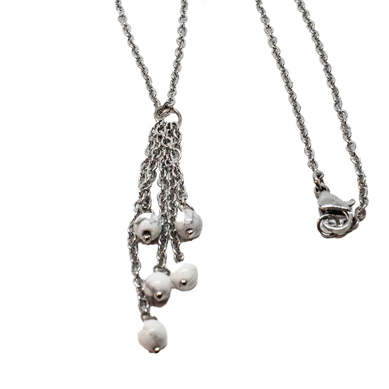 SILVER STAINLESS HOWLITE NECKLACE
