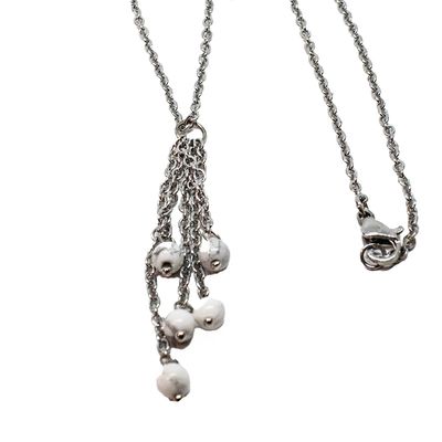 SILVER STAINLESS HOWLITE NECKLACE