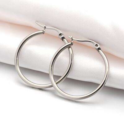 SILVER STAINLESS 30MM HOOP EARRINGS SILVER STAINLESS 30MM HOOP EARRINGS